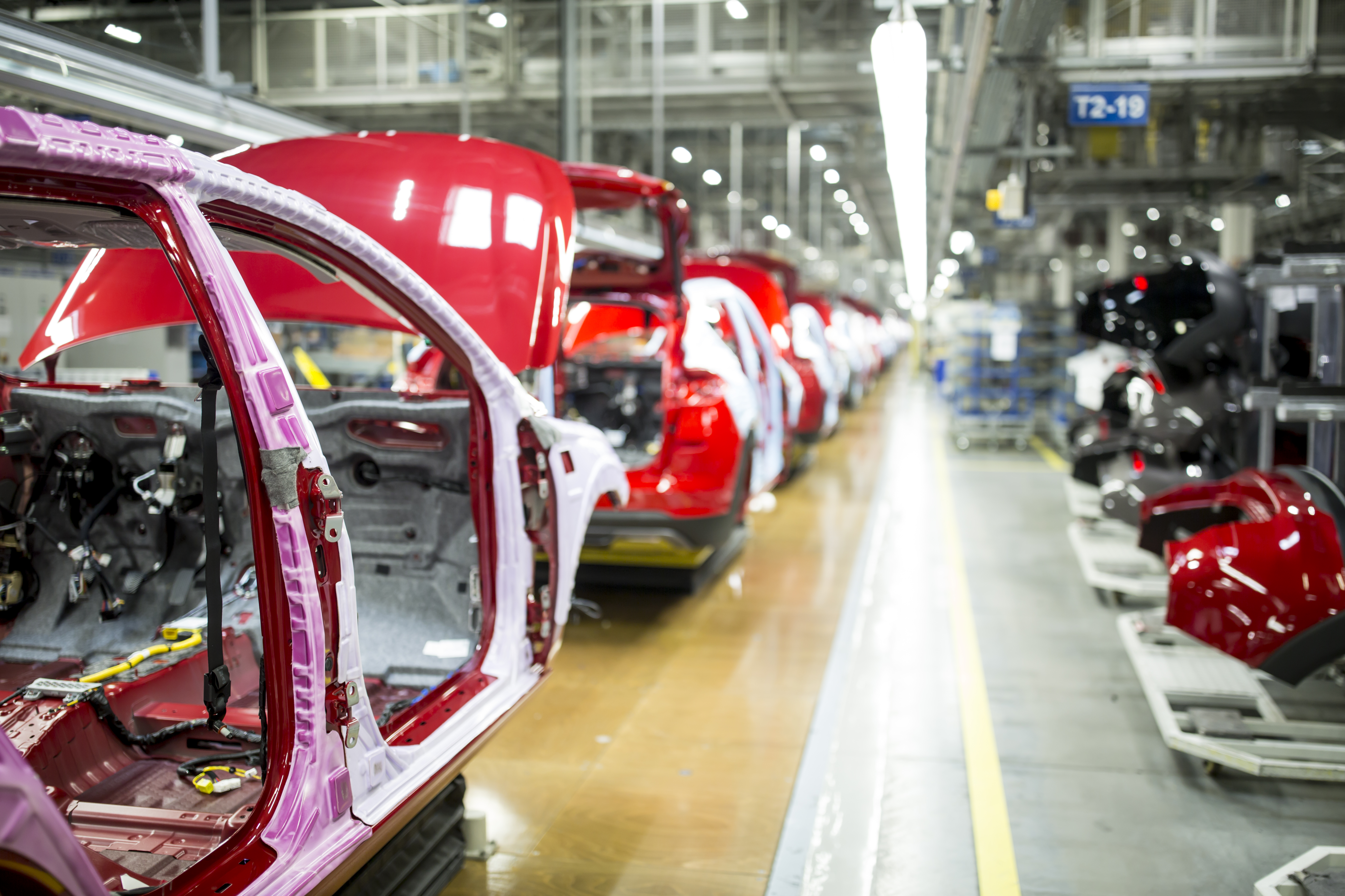 Automated automotive production line in a factory