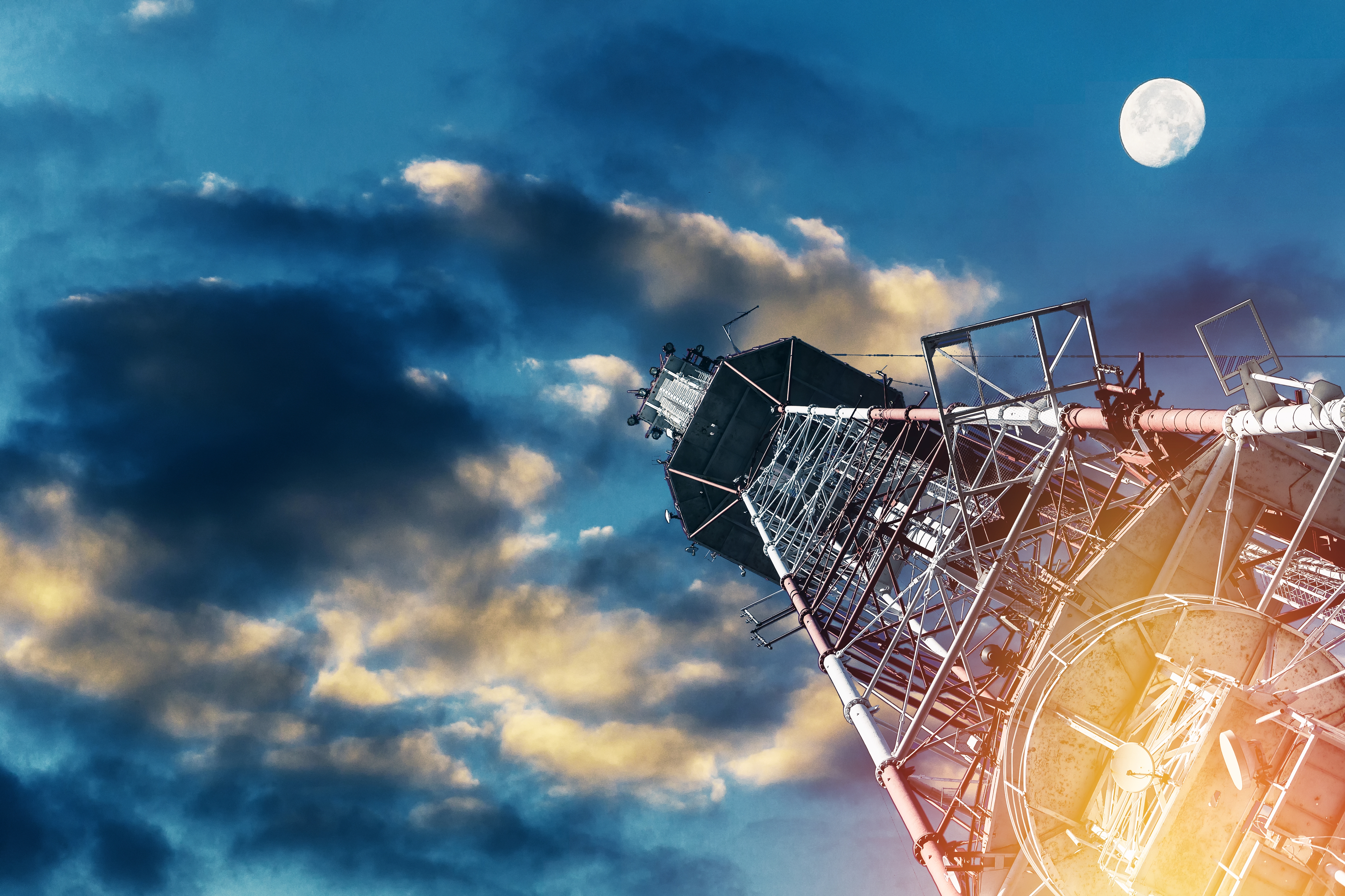 Telecommunications tower against the sky