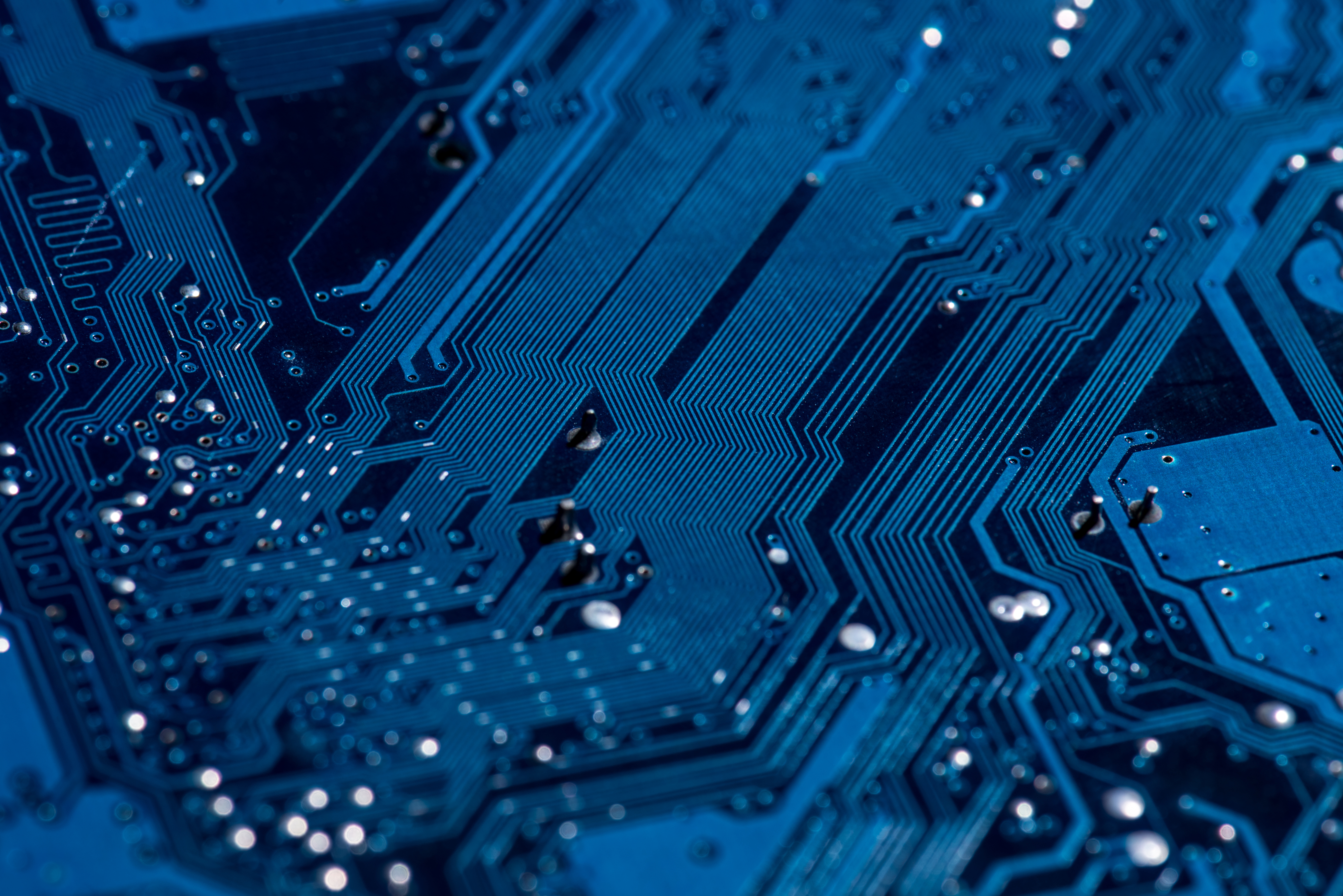 Close-up of a computer motherboard and its components